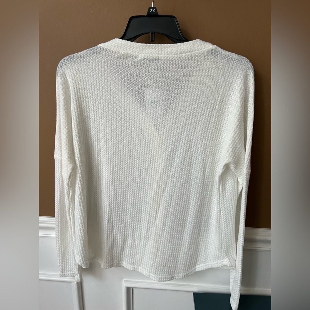 Meetrendi Women's White Cardigan Waffle Knit Sweater Size L Brand New - Picture 3 of 3